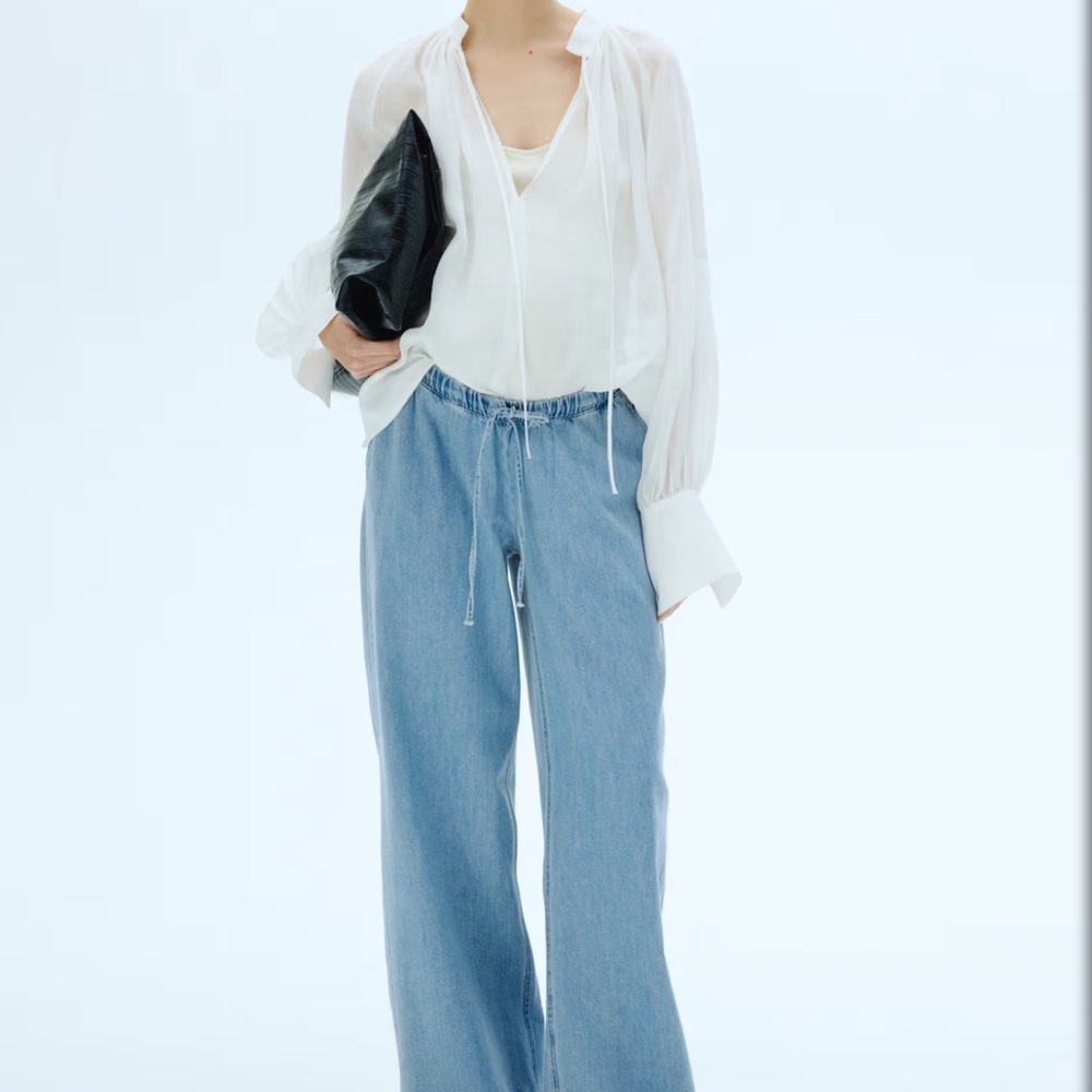 MAMA DENIM DRAWSTRING PANTS SMALL